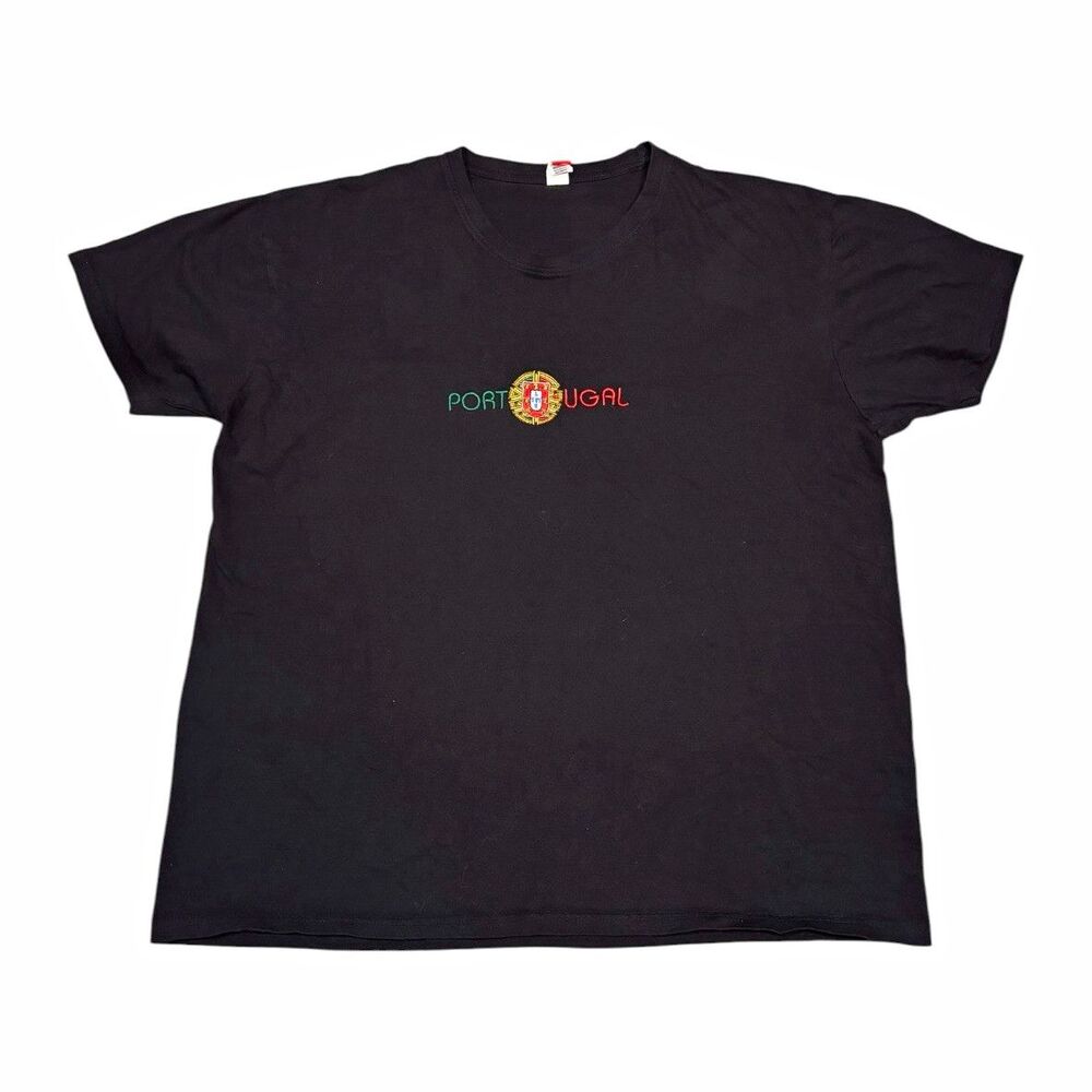 TH Clothes Portugal Embroidered Graphic T-Shirt Black Men’s 3XL Y2K Style Tee